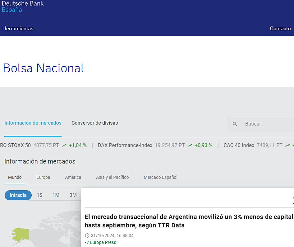El mercado transaccional de Argentina moviliz un 3% menos de capital hasta septiembre, segn TTR Data